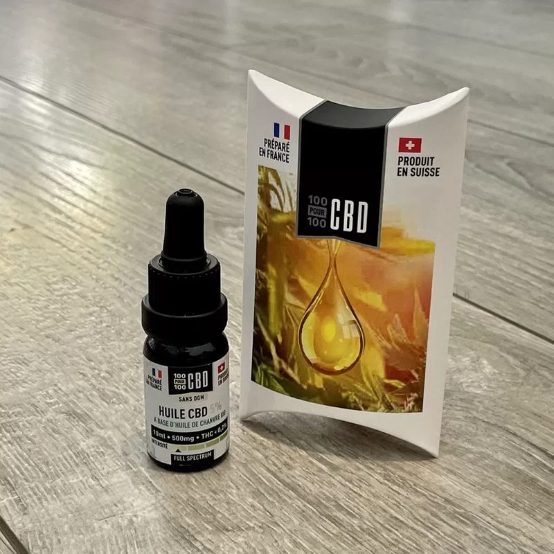 Huile CBD 5 % Fullspectrum 100pour100 CBD - 100 % ou 100% 2