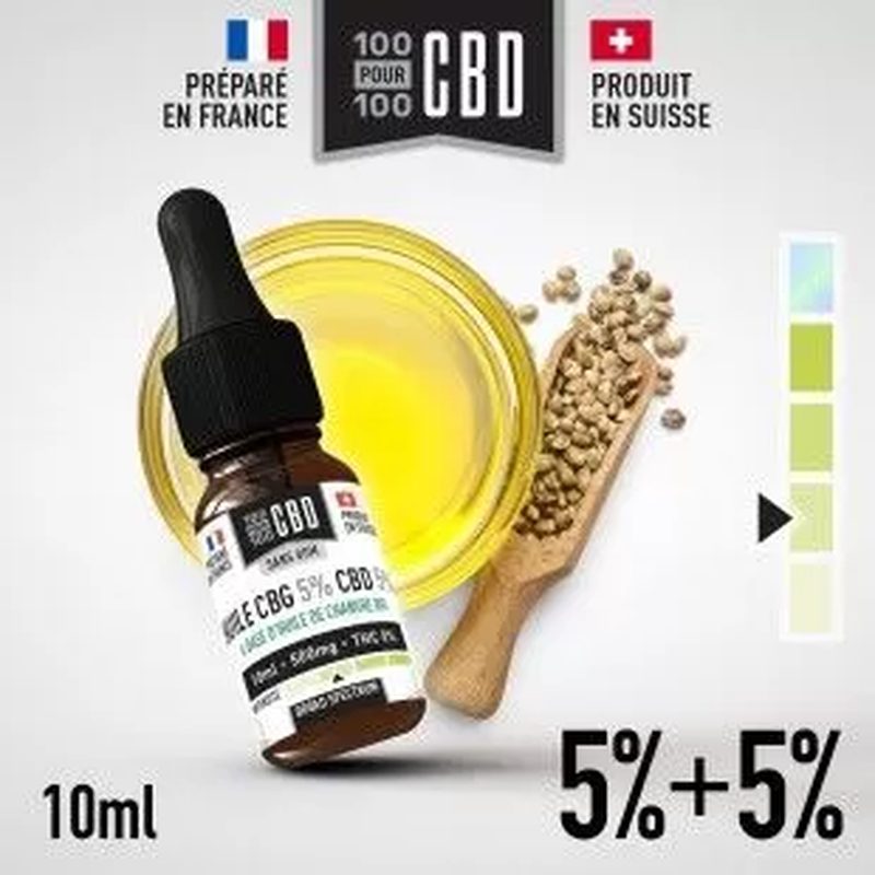 Huile CBD 5%  CBG 5% Broad Spectrum 100pour100 CBD - 100 % ou 100%
